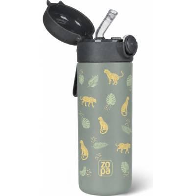 Zopa termoska s brčkem a silikonovým držákem 350 ml Wild Gepard