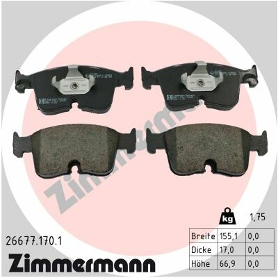 ZIMMERMANN Sada brzdových platničiek kotúčovej brzdy 26677.170.1