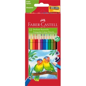 Faber-Castell Junior Parrot 12 триъгълни цветни молива с острилка FC120523 (FC120523)