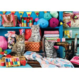 EUROGRAPHICS - Puzzle Kittens in the Sewing Room - 1 000 piese