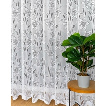 Berk žakárová záclona 4644, květinový vzor, s bordurou, bílá, výška 160cm (v metráži)
