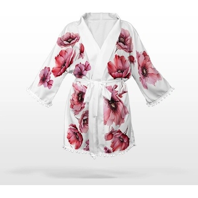 Takoy Panel se střihem L šifon / silky kimono růžová krása - prodloužený střih