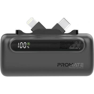 Promate Външна батерия ProMate, PowerUp-Duo. Black 5000mAh Mini Power (6959144066493)