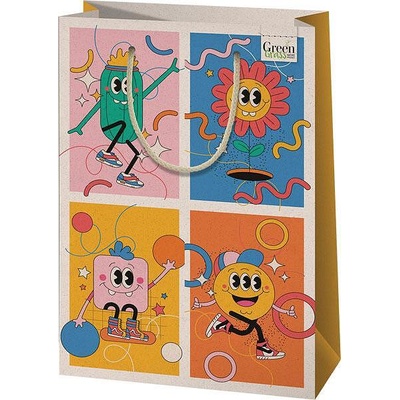 Cardex Екологична подаръчна торбичка от трева, усмивки, Л, 24х35см