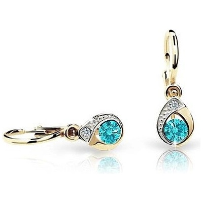 Cutie Kids Jewellery c1898-10-80-x-1 Zlaté dětské náušnice kapky Cutie C1898 Mint Green GBECS-00752