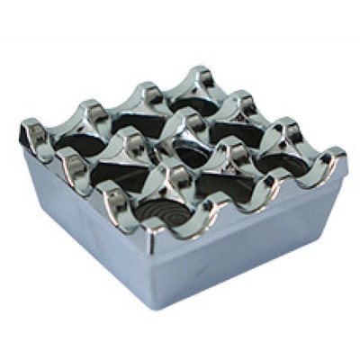 Horecano - Алуминиев ветроустойчив пепелник, хромиран, 8x8xh4см, квадратен (0191543)