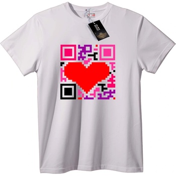 NOONEBRAND Тениска QR Код Сърце - 6XL, White