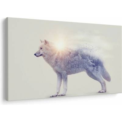 Obraz - Arktický vlk zrcadlící divokou krajinu, jednodílný 120x80 cm