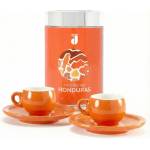 Danesi Комплект Danesi Duo Plus Orange Honduras Beans - Касета за тъмно кафе на зърна 250 г + 2 чаши и 2 чинийки - оранжево