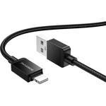 BOROFONE Кабел за данни / зареждане - Borofone (BX120 Placer Series) - USB към Lightning, алуминиев корпус, оплетка Nylon, 2.4A, 1m - Черен