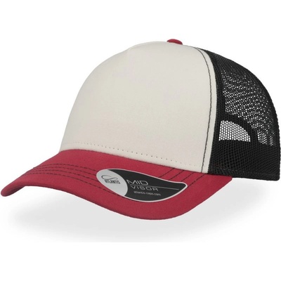 Atlantis Headwear Rapper Canvas 5 panelová síťovaná COT-336060y2399 Bílá/vínová/černá