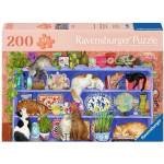 Ravensburger Пъзел Ravensburger от 200 XL части - Котки на рафта (7012001367)
