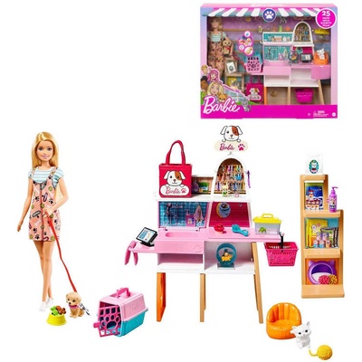 MATTEL BRB Barbie obchod pro mazlíčky set panenka se zvířátky a doplňky