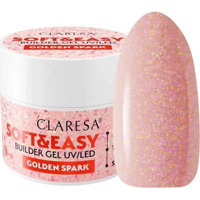 Claresa Uv Led gél na nechty Soft Easy Builder gel golden spark 45g