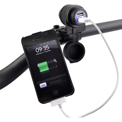 Dvojitá USB zásuvka s uchytením na riadidlá