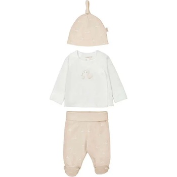 Mayoral Сет ританки бежов цвят, бяла блуза и бежова шапка за новородено бебе Mayoral