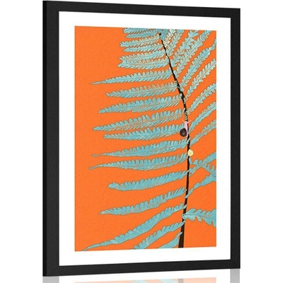 Plakát s paspartou list na oranžovém pozadí - 60x90 black