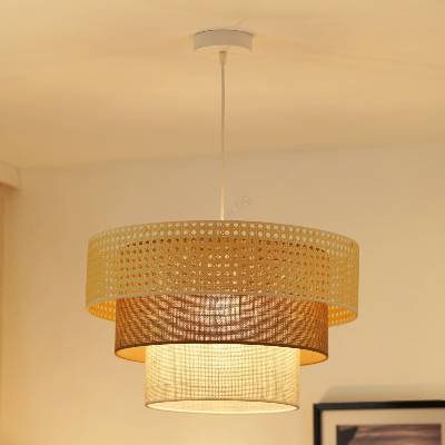 Brilagi - Висяща лампа CEDAR LUNETA 1xE27/15W/230V пр. 45 ратан кафяв/крем (BG1131)