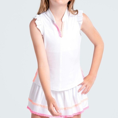 Lucky in Love Lace Frill Tank bílo-růžové