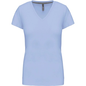 Kariban v-neck k381 / Дамска тениска с къс ръкав - небесно синя s (20k38141001)