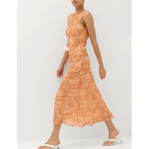 Marks & Spencer Шифонена карирана миди облегаща рокля Marks & Spencer оранжева Marks & Spencer | Oranzhev | ЖЕНИ | 8 REG