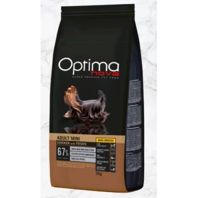 VISAN Optima nova adult mini chicken & potato (пиле и картофи) 70% месо grain free, Хипоалергична, Суперпремуим храна за кучета над 10 месеца 0.8 кг