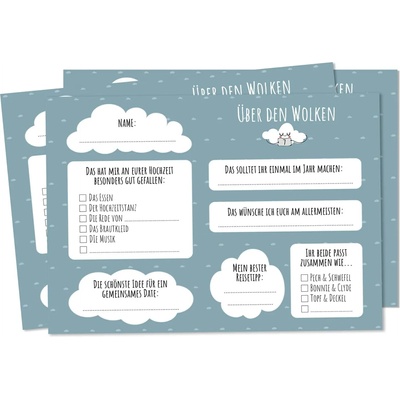 Spielehelden Above the Clouds Балонени картички със сватбени пожелания Картички във формата на балон 50 броя DIN A6 (AMZ-PKS-1) (AMZ-PKS-1)