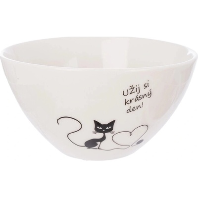 ORION Miska porcelán kočka užij si bílá 460 ml