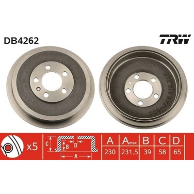 Brzdový bubon (cena za 1ks) TRW DB4262
