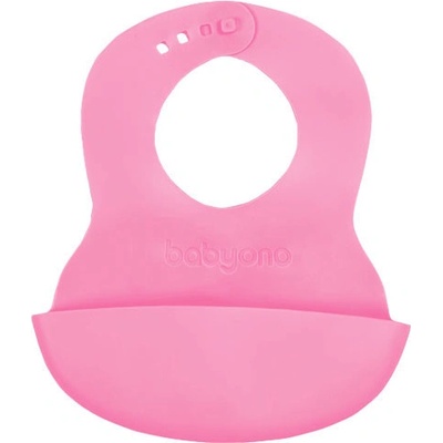 BabyOno podradník mäkký plastový s kapsou bez BPA ružový