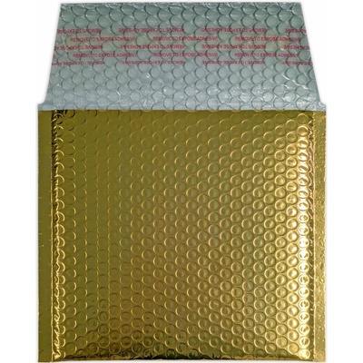 Lesklé metalické bublinkové obálky - 165 x 165 mm - Zlatá