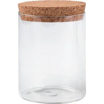 Skleněná lahvička / dóza s korkem transparent 1 lahv.