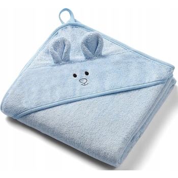 Babyono Osuška s kapucňou a uškami Bamboo modrá 100x100 cm