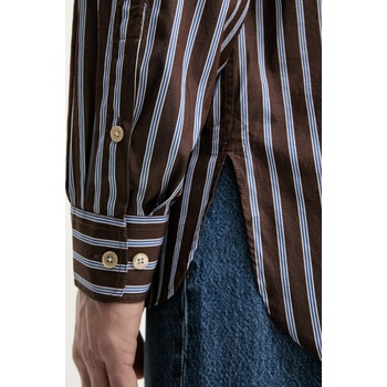 Sunflower Памучна риза Sunflower мъжка в кафяво със свободна кройка с класическа яка 1227 (1227.SFR)