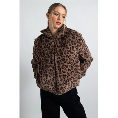 Daisy Street Daisy Crop fur jkt Ld41 Leopard