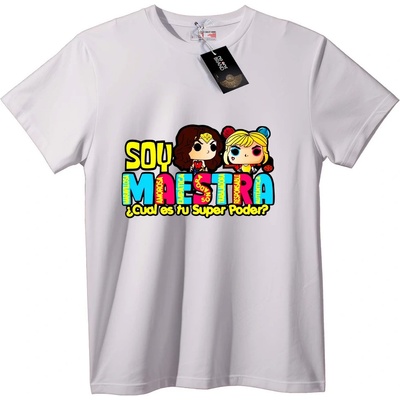 NOONEBRAND Тениска Аз съм учител, супер сила - 6XL, White