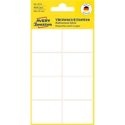 Avery-Zweckform Етикети, 38x29 mm, ръчно изписани, заоблени ъгли, AVERY ZWECKFORM, 40 етикета в опаковка 3078 (3078)