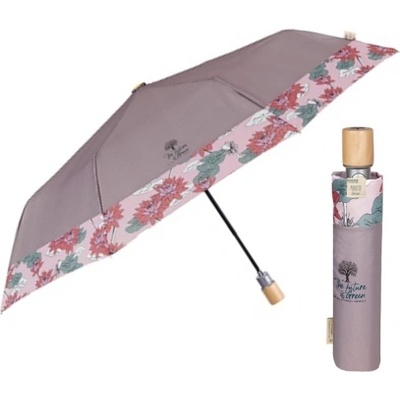 Дамски автоматичен чадър Perletti Green 19160, Лотос/Бежов