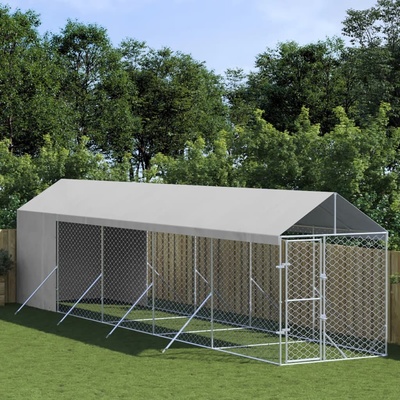 vidaXL Venkovní psí kotec se střechou stříbrný 200 x 1000 x 250 cm ocel 9799.3190492