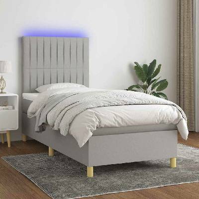 vidaXL 3135566 Boxspring postel s matrací a LED textil / barva světle šedá