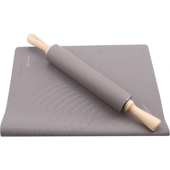 kassel Комплект подложка за месене, точене, печене и точилка Kassel K 93708, 2 части, Силикон и дърво, Сив (9994420017)