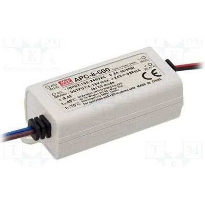 MEAN WELL APC-8-500 Napájecí zdroj: spínaný; LED; 8W; 8÷16VDC; 500mA; 90÷264VAC; IP42