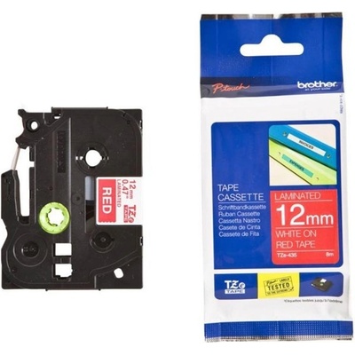 Brother TZe-435 12 mm červená / biela tlač 8 m laminovaná TZE435