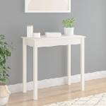 vidaXL Конзолна маса бяла 80x40x75 см борово дърво масив (814245)