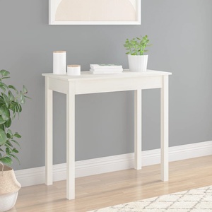 vidaXL Конзолна маса бяла 80x40x75 см борово дърво масив (814245)