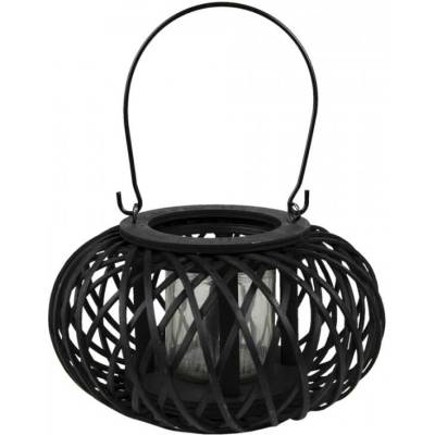 Černá dřevěná závěsná lucerna Bamboo – 23x12 cm