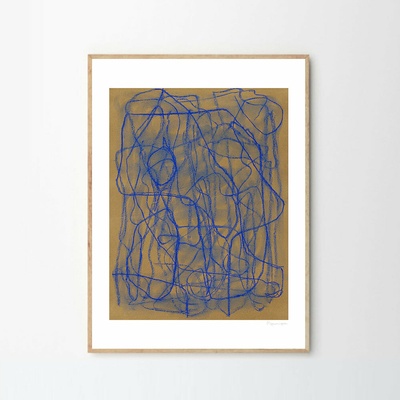 Moikka Plagát Blue Doodle by Berit Mogensen Lopez 50x70 cm