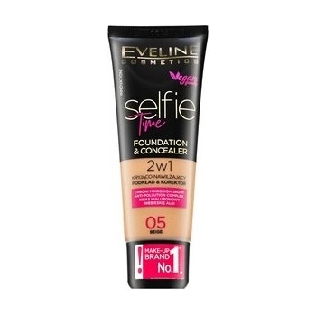 Eveline Selfie Time 2in1 Foundation & Concealer 05 Beige dlhotrvajúci make-up 2v1 30 ml