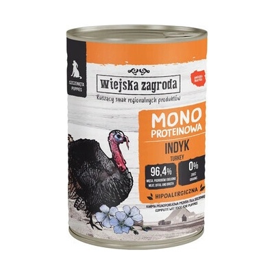 Wiejska Zagroda Monoproteínové pre šteniatka s morčacím mäsom 400 g