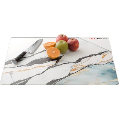 Skleněná krájecí deska MRAMOR / MODRÁ / ZLATO 60 × 52 cm, FC60x52_00116